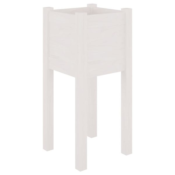 Vasos/floreiras de jardim 2 pcs 31x31x70 cm pinho maciço branco - Image 3