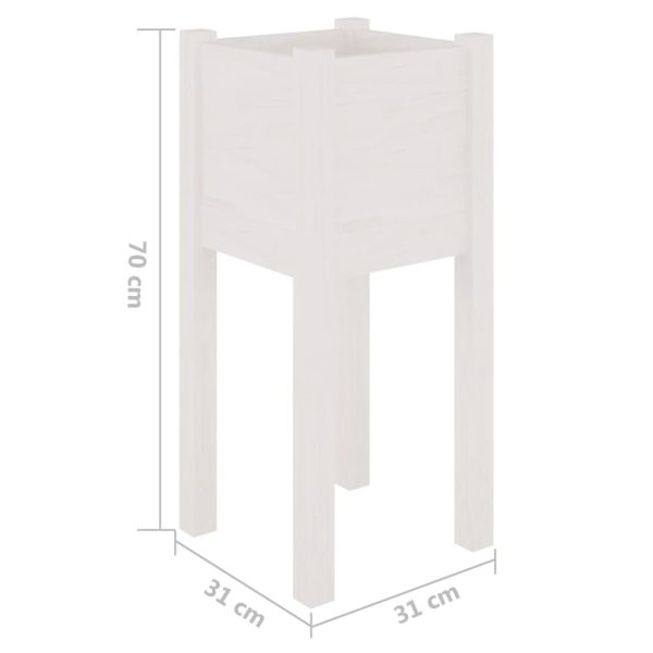 Vasos/floreiras de jardim 2 pcs 31x31x70 cm pinho maciço branco - Image 7