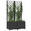 Vaso/floreira jardim c/ treliça 80x40x136 cm PP preto - Image 2