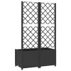 Vaso/floreira jardim c/ treliça 80x40x136 cm PP preto - Image 5
