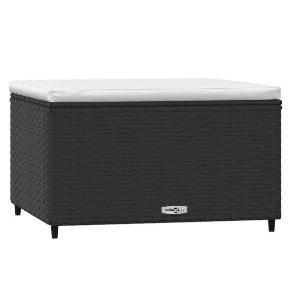 Apoios de pés para jardim com almofadões 2 pcs vime PE preto - Image 2