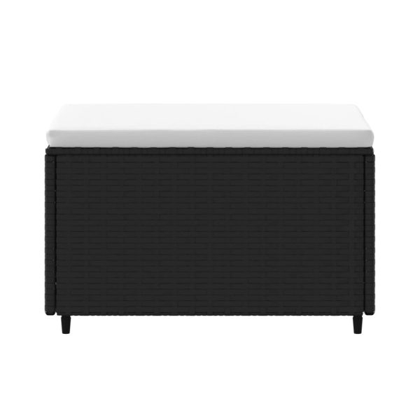 Apoios de pés para jardim com almofadões 2 pcs vime PE preto - Image 3