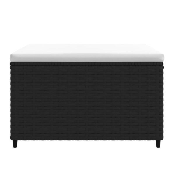 Apoios de pés para jardim com almofadões 2 pcs vime PE preto - Image 4