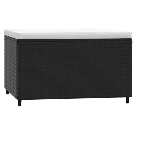 Apoios de pés para jardim com almofadões 2 pcs vime PE preto - Image 5