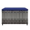 Apoios de pés para jardim com almofadões 2 pcs vime PE cinzento - Image 3