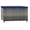Apoios de pés para jardim com almofadões 2 pcs vime PE cinzento - Image 5