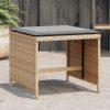 Bancos jardim almofadões 4 pcs 41x41x36 cm vime PE mistura bege