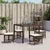 Bancos jardim com almofadões 4 pcs 41x41x36 cm vime PE castanho - Image 2