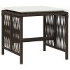 Bancos jardim com almofadões 4 pcs 41x41x36 cm vime PE castanho - Image 3