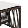 Bancos jardim com almofadões 4 pcs 41x41x36 cm vime PE castanho - Image 8