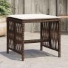 Bancos jardim com almofadões 4 pcs 41x41x36 cm vime PE castanho