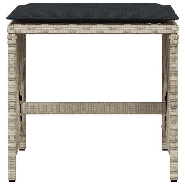 Bancos jardim c/ almofadões 4pcs 41x41x36cm vime PE cinza-claro - Image 4