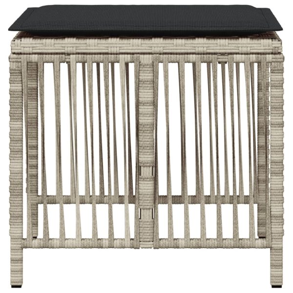Bancos jardim c/ almofadões 4pcs 41x41x36cm vime PE cinza-claro - Image 5
