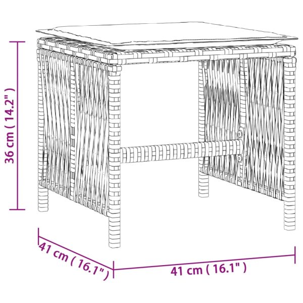 Bancos jardim c/ almofadões 4pcs 41x41x36cm vime PE cinza-claro - Image 10