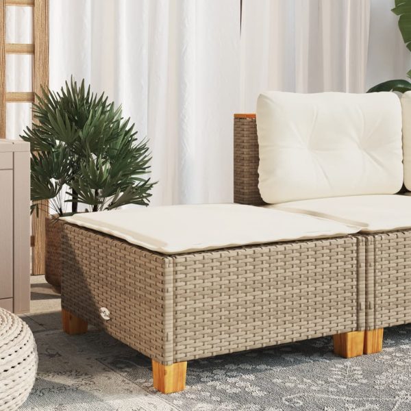 Banco de jardim com almofada 63,5x56x32 cm vime PE bege - Image 2