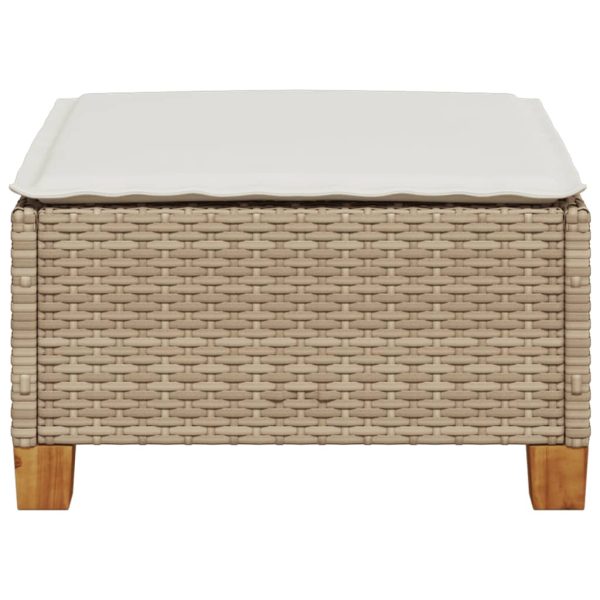 Banco de jardim com almofada 63,5x56x32 cm vime PE bege - Image 3
