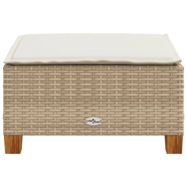 Banco de jardim com almofada 63,5x56x32 cm vime PE bege - Image 4