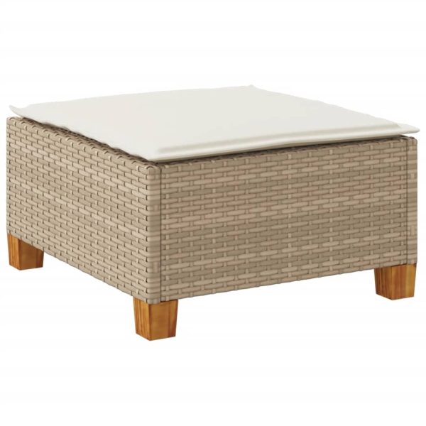 Banco de jardim com almofada 63,5x56x32 cm vime PE bege - Image 5