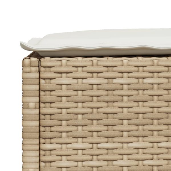Banco de jardim com almofada 63,5x56x32 cm vime PE bege - Image 6