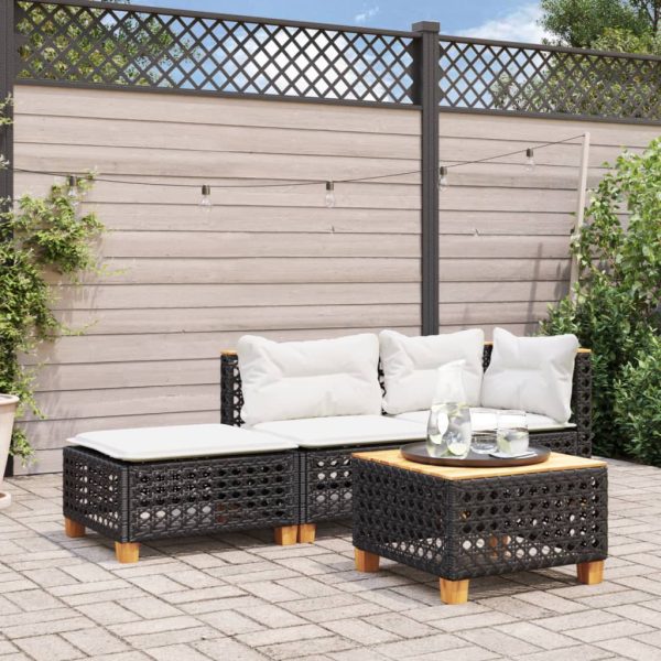 Banco de jardim com almofadão 63,5x56x32 cm vime PE preto - Image 2