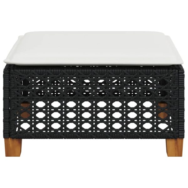 Banco de jardim com almofadão 63,5x56x32 cm vime PE preto - Image 3