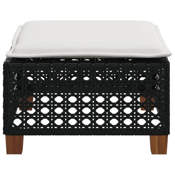 Banco de jardim com almofadão 63,5x56x32 cm vime PE preto - Image 4