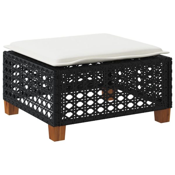 Banco de jardim com almofadão 63,5x56x32 cm vime PE preto - Image 5