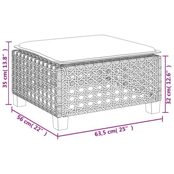 Banco de jardim com almofadão 63,5x56x32 cm vime PE cinzento - Image 8