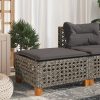 Banco de jardim com almofadão 63,5x56x32 cm vime PE cinzento