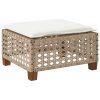 Banco de jardim com almofada 63,5x56x32 cm vime PE bege - Image 5