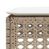 Banco de jardim com almofada 63,5x56x32 cm vime PE bege - Image 6
