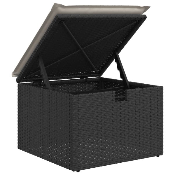 Banco de jardim com almofadão 55x55x37 cm vime PE preto - Image 6
