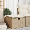 Banco de jardim com almofada 55x55x37 cm vime PE bege