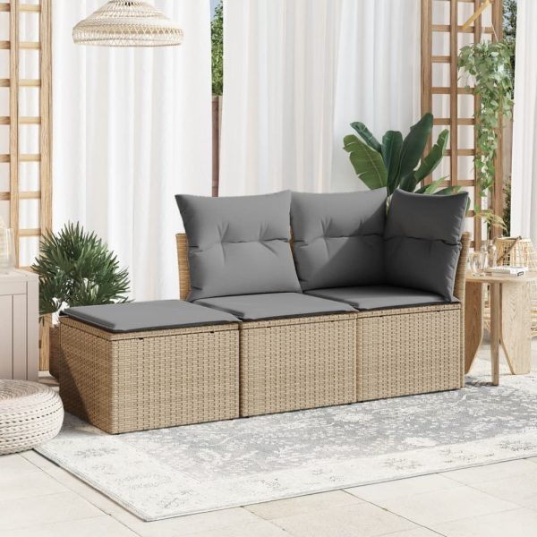 Banco de jardim com almofada 55x55x37 cm vime PE bege - Image 2