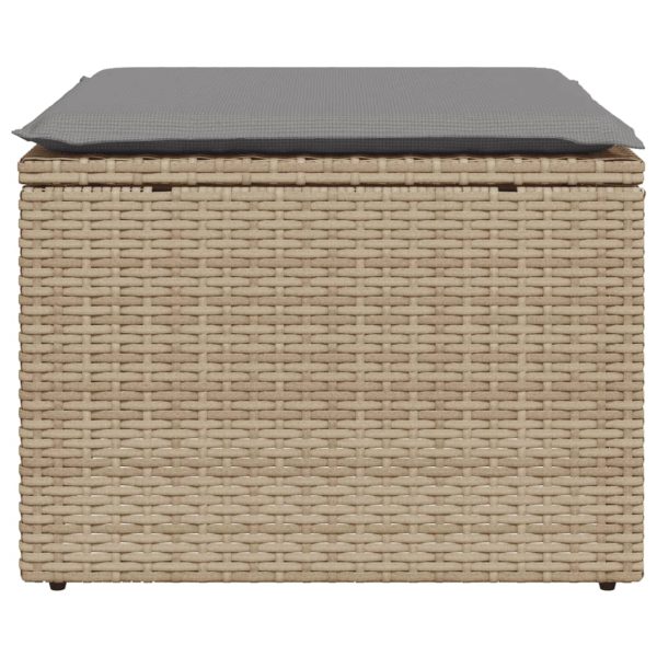 Banco de jardim com almofada 55x55x37 cm vime PE bege - Image 3