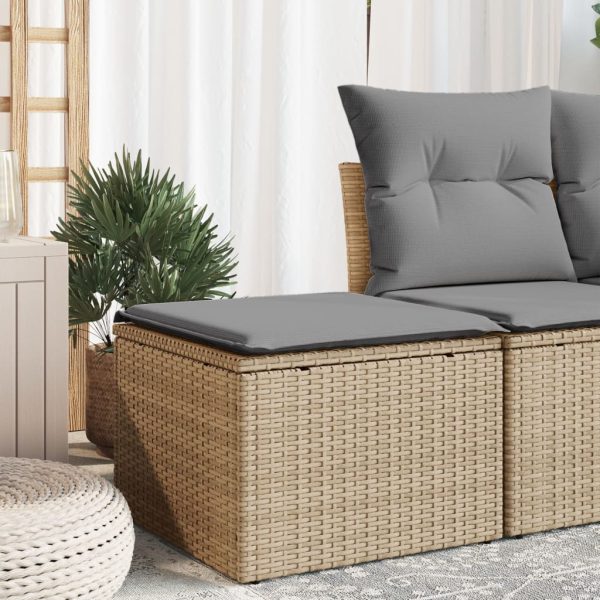 Banco de jardim com almofada 55x55x37 cm vime PE bege