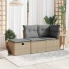 Banco de jardim com almofada 55x55x37 cm vime PE bege - Image 2