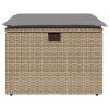 Banco de jardim com almofada 55x55x37 cm vime PE bege - Image 3