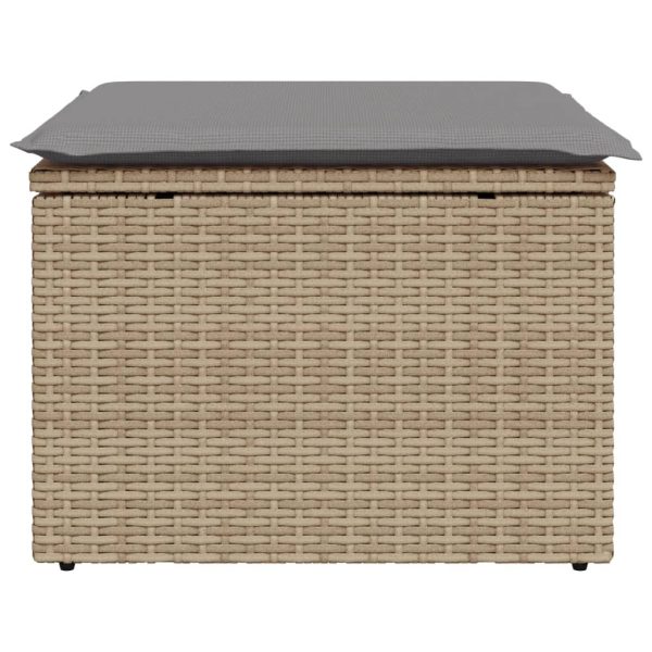 Banco de jardim com almofada 55x55x37 cm vime PE bege - Image 3