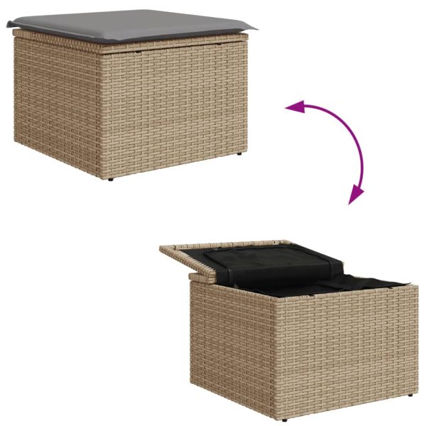 Banco de jardim com almofada 55x55x37 cm vime PE bege - Image 7