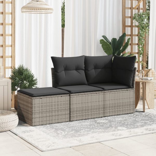Banco de jardim com almofadão 55x55x37 cm vime PE cinzento - Image 2