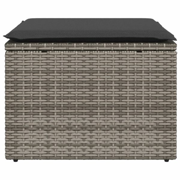 Banco de jardim com almofadão 55x55x37 cm vime PE cinzento - Image 3