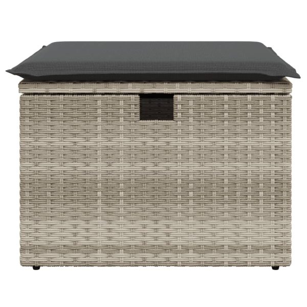 Banco de jardim com almofada 55x55x37 cm vime PE cinzento claro - Image 3
