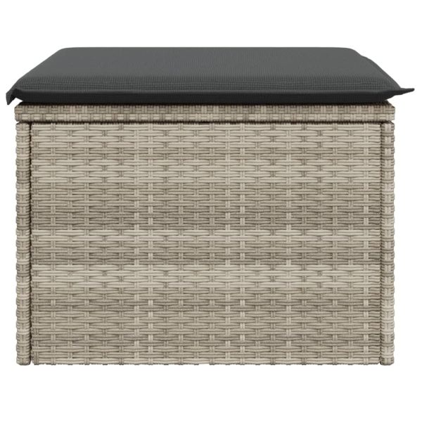 Banco de jardim com almofada 55x55x37 cm vime PE cinzento claro - Image 4