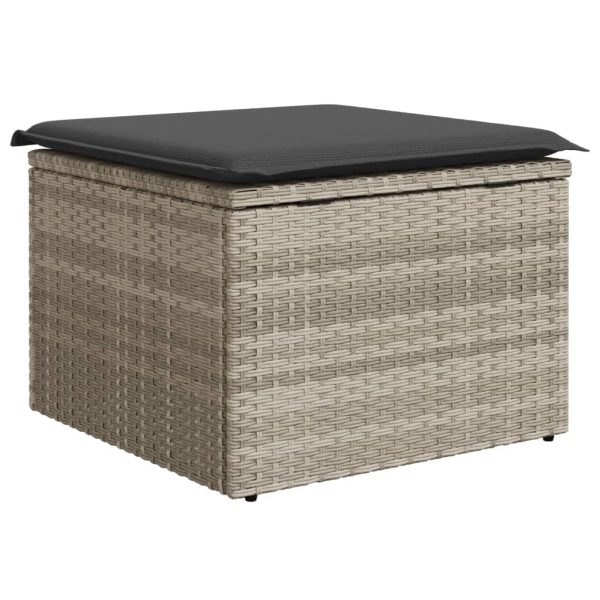 Banco de jardim com almofada 55x55x37 cm vime PE cinzento claro - Image 5