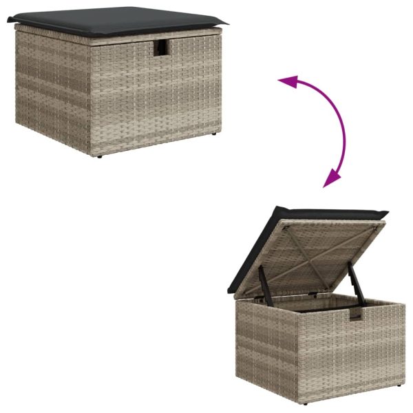 Banco de jardim com almofada 55x55x37 cm vime PE cinzento claro - Image 7