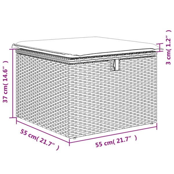 Banco de jardim com almofada 55x55x37 cm vime PE cinzento claro - Image 9