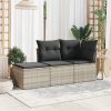 Banco de jardim com almofada 55x55x37 cm vime PE cinzento claro - Image 2