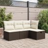 Banco de jardim com almofadão 55x55x37 cm vime PE castanho - Image 2