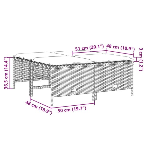 Bancos de jardim com almofadões 4 pcs vime PE bege - Image 6